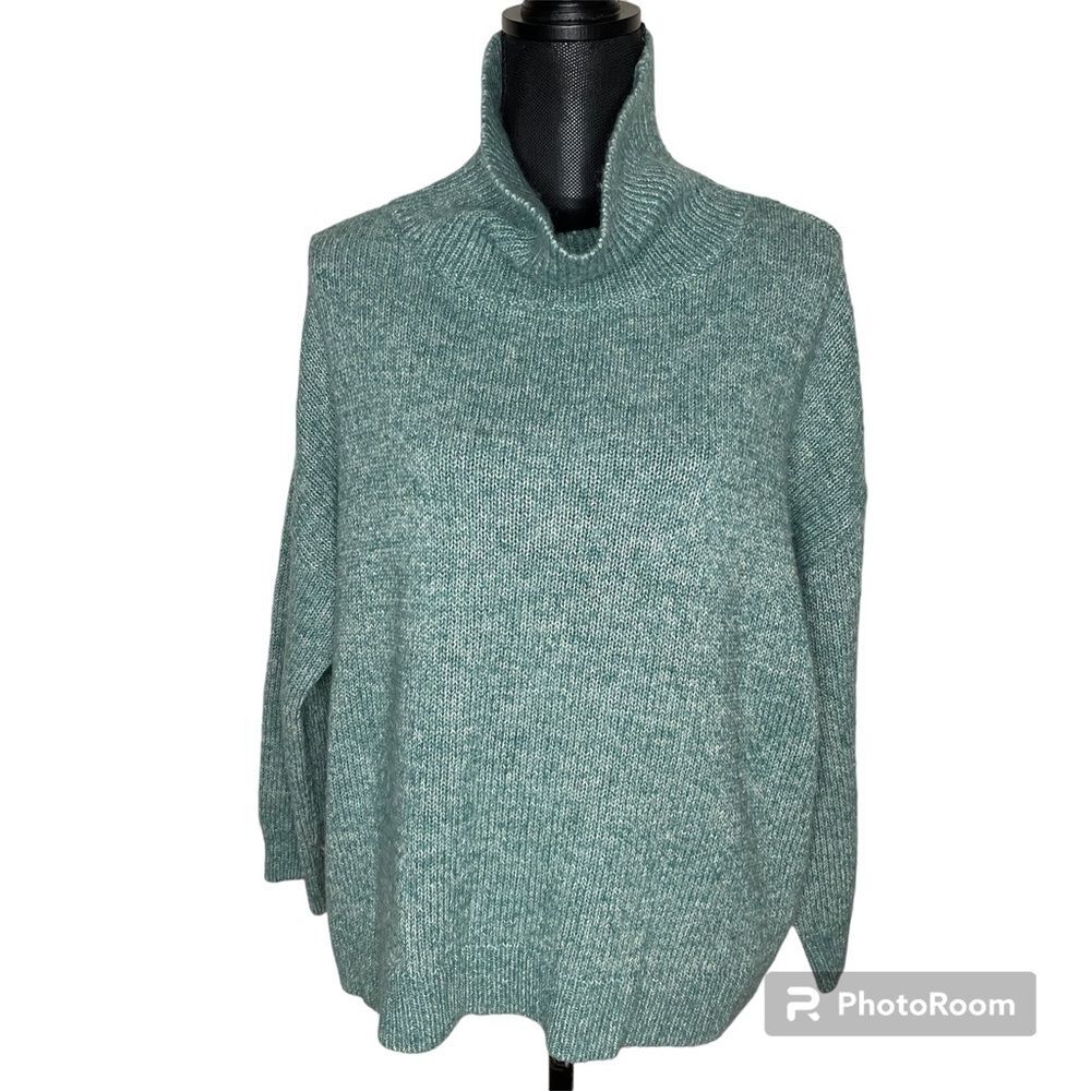 Elk Meldal Roll Knit Sweater Marled Wool Blend Green Size Medium Large